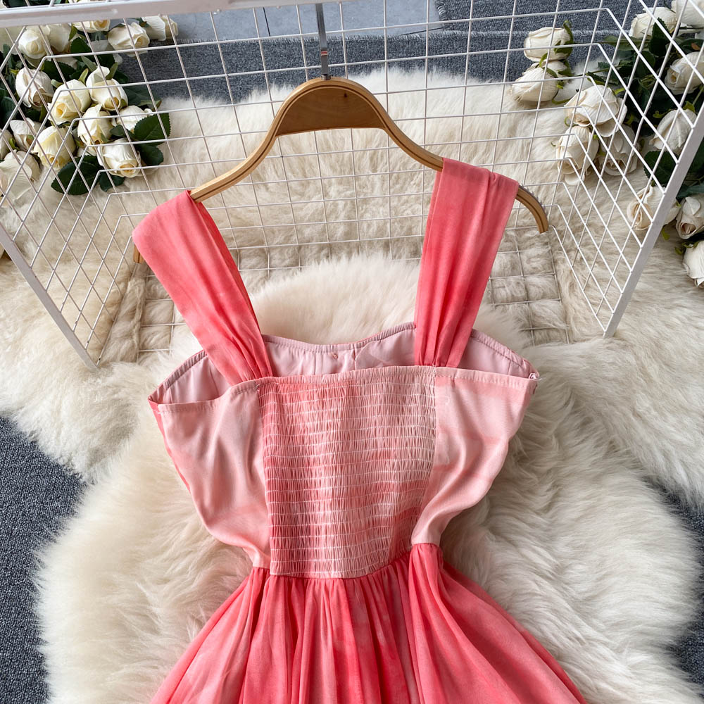 Beautiful pink dress temperament seaside long dress