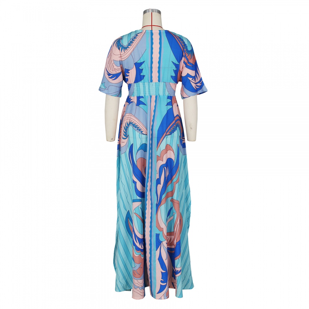 Split Casual fashion dress butterfly sleeves summer long dress
