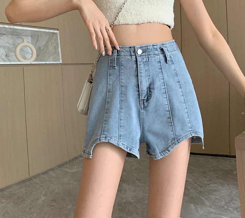 High waist elasticity short jeans with belt spicegirl shorts