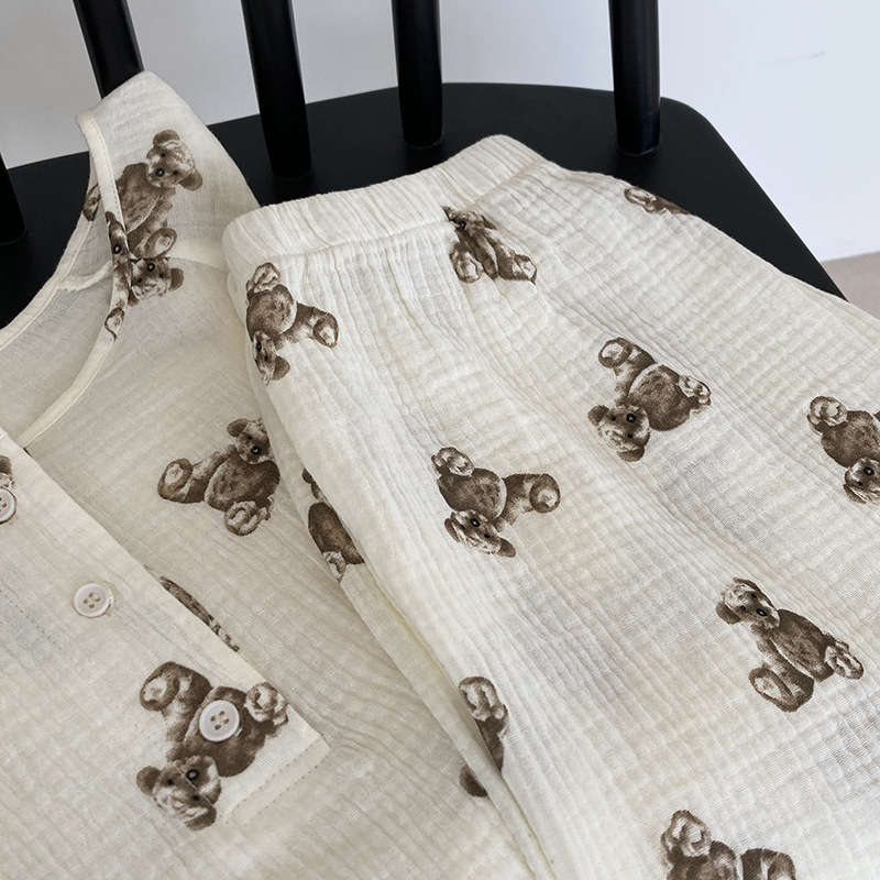 Cotton cubs pajamas printing shorts 2pcs set for women