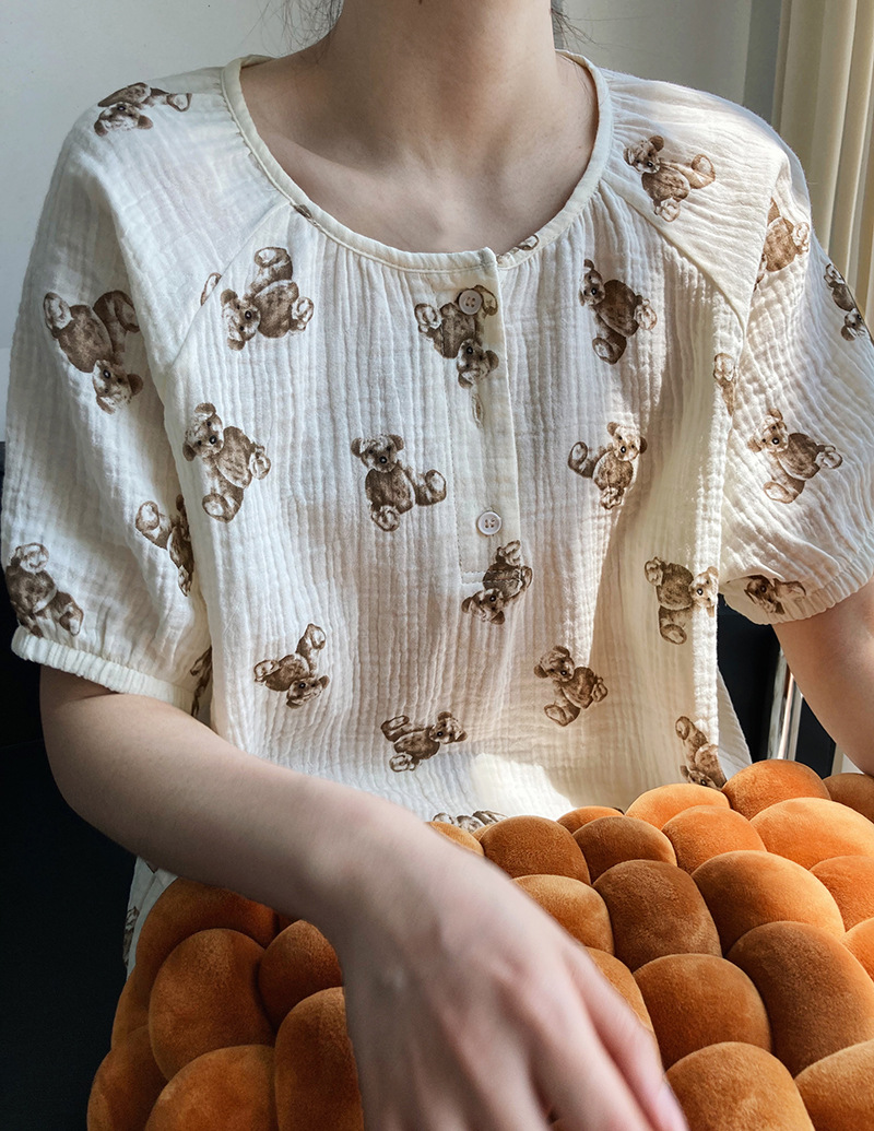 Cotton cubs pajamas printing shorts 2pcs set for women