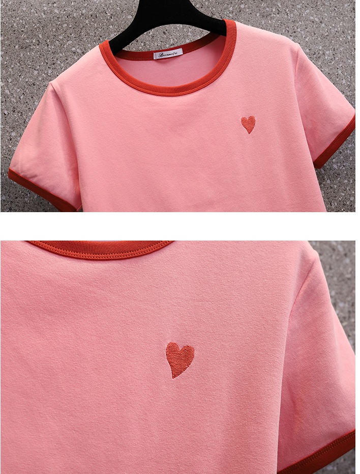 Embroidery heart large yard fashion short sleeve tops