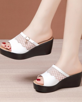 Trifle middle-heel large yard slipsole slippers for women