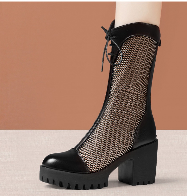 Hollow high-heeled summer boots thin slim half Boots for women
