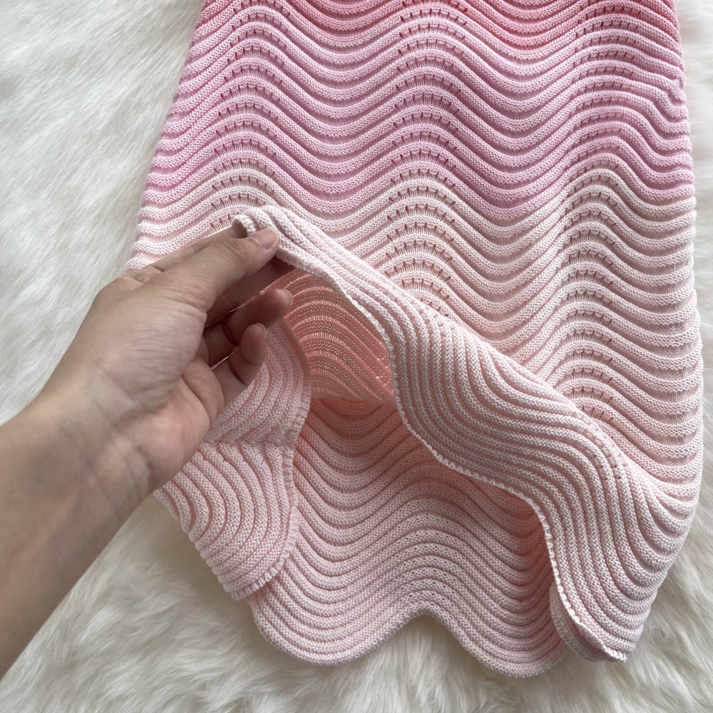 Lapel Korean style skirt waves hem knitted tops 2pcs set for women