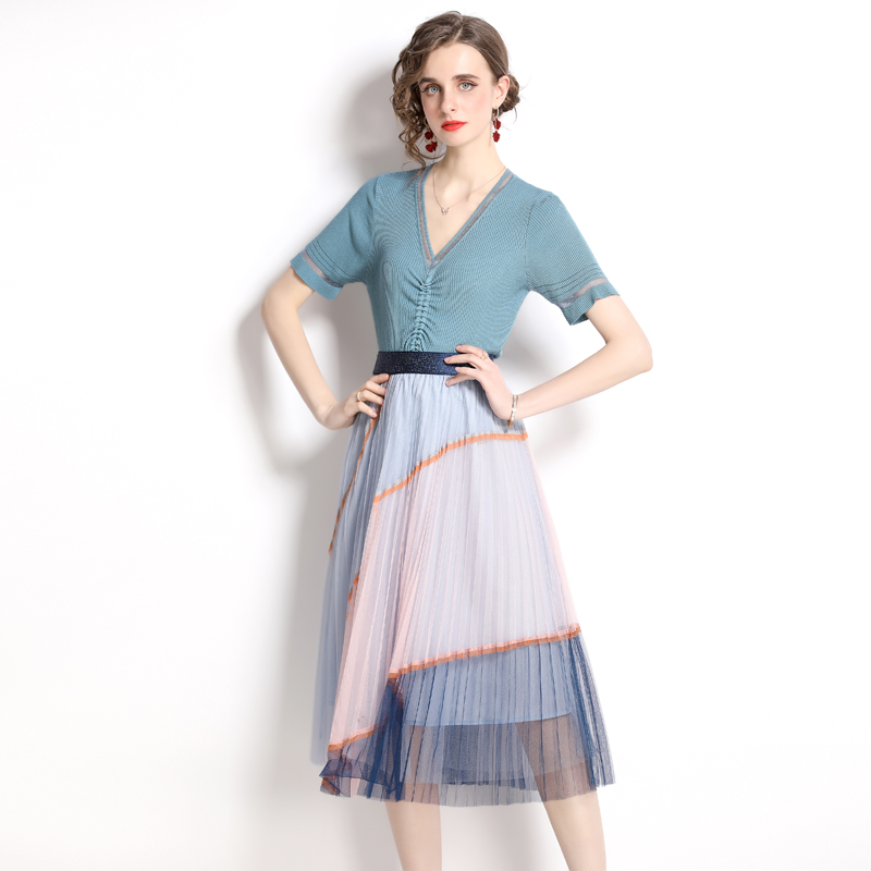 Western style mixed colors fashion skirt 2pcs set