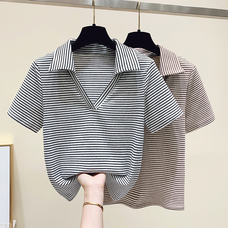 Short sleeve stripe unique T-shirt slim summer tops
