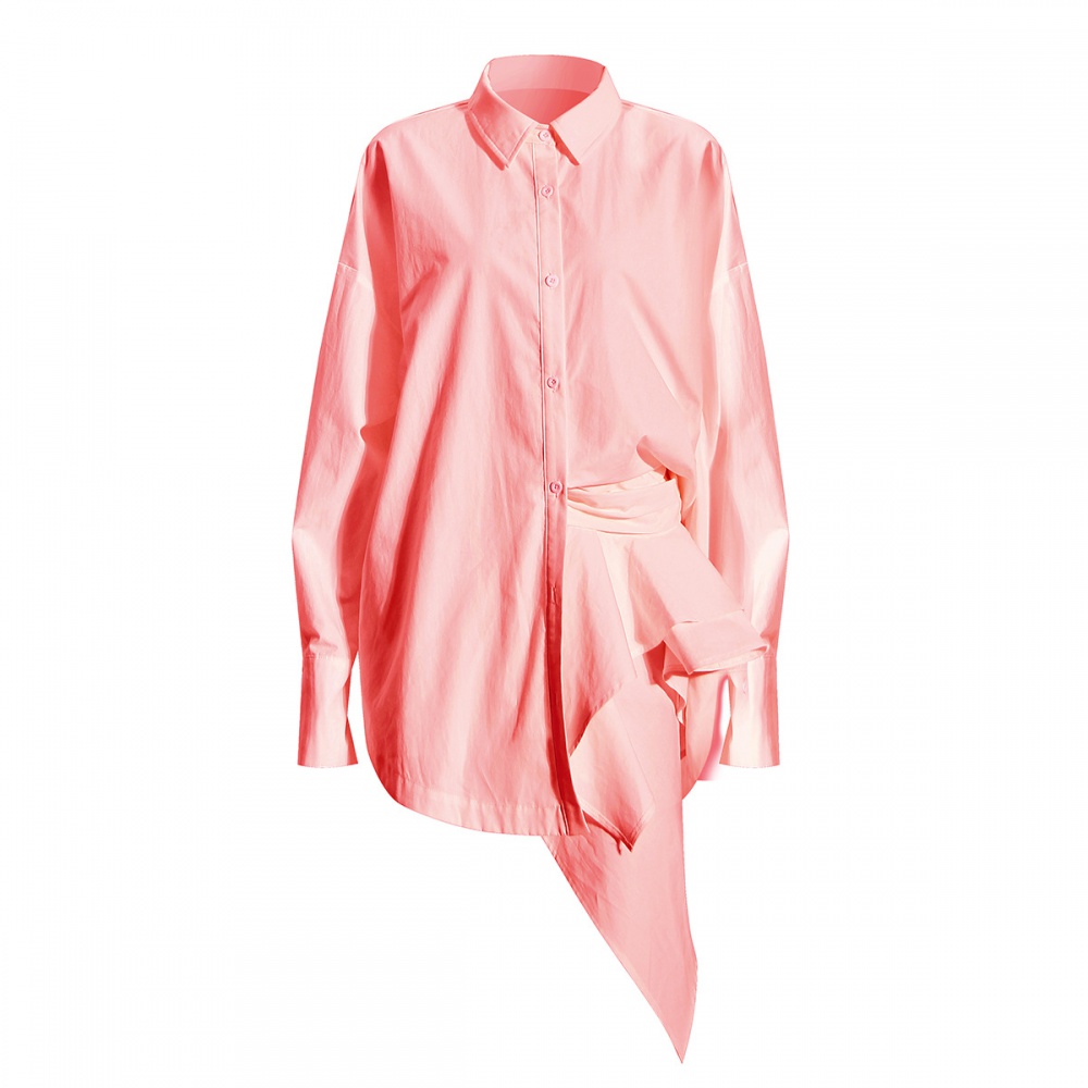 Loose asymmetry hem tops personality spring and summer shirt