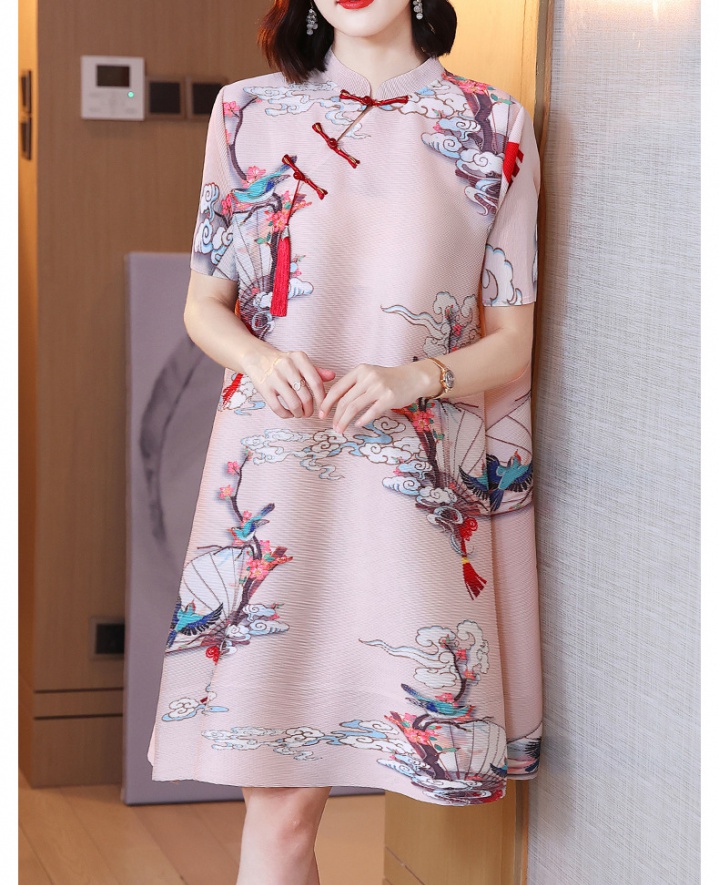 Fold printing large yard dress for women