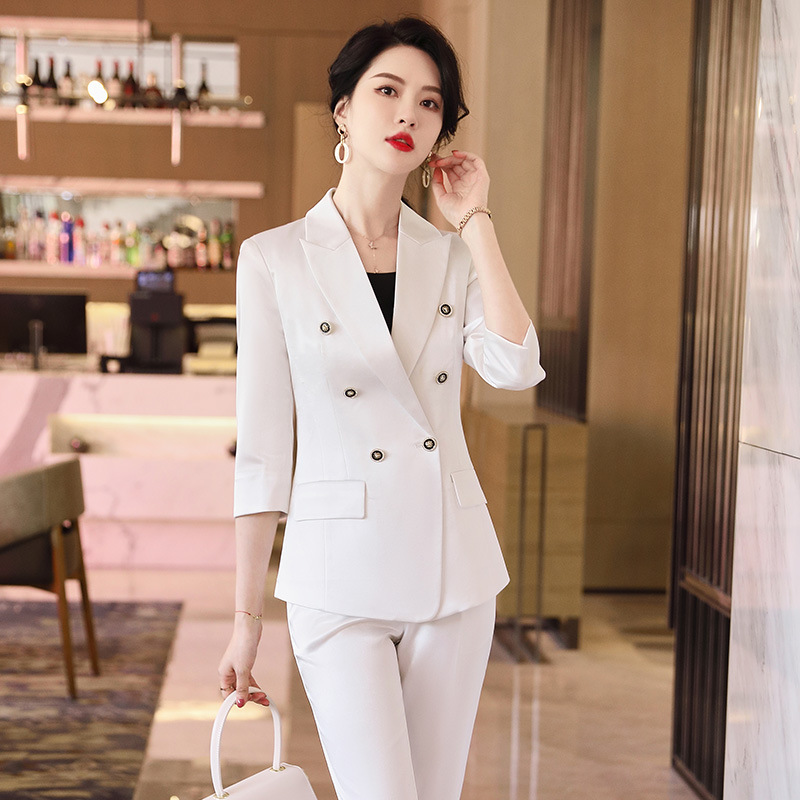Short sleeve coat business suit 2pcs set for women