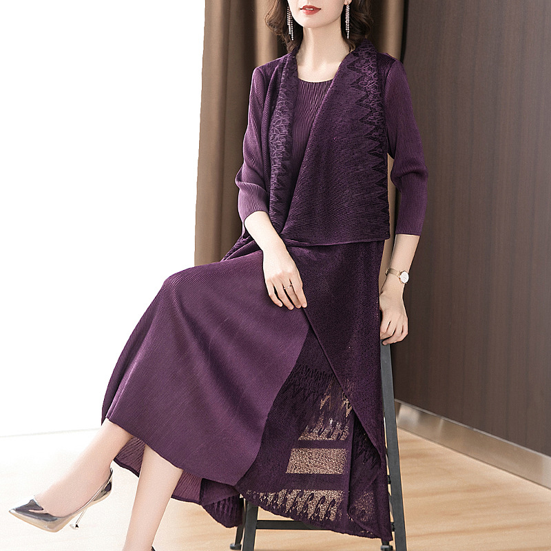 Spring Pseudo-two long large yard fat sister dress for women
