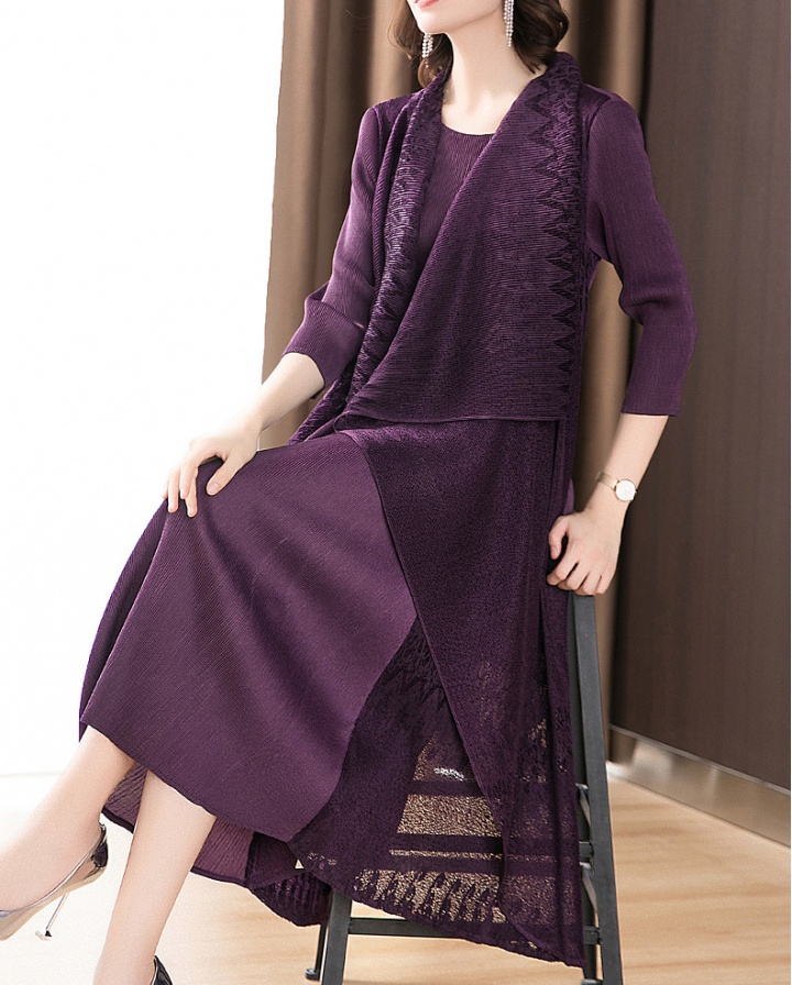 Spring Pseudo-two long large yard fat sister dress for women