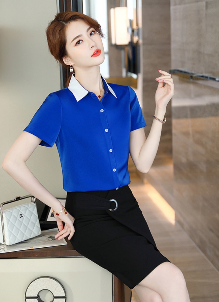 Profession short sleeve tops blue summer work clothing