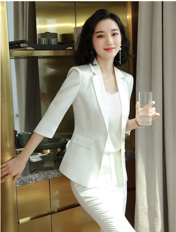 Pink Korean style green business suit 2pcs set for women