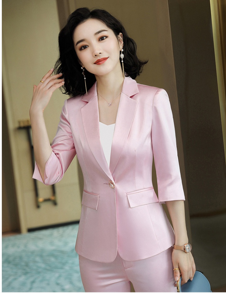 Pink Korean style green business suit 2pcs set for women