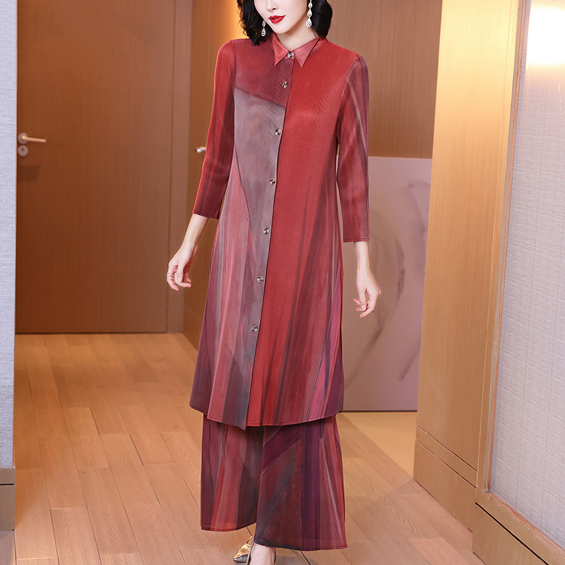 Western style slim fold fashion dress 2pcs set for women