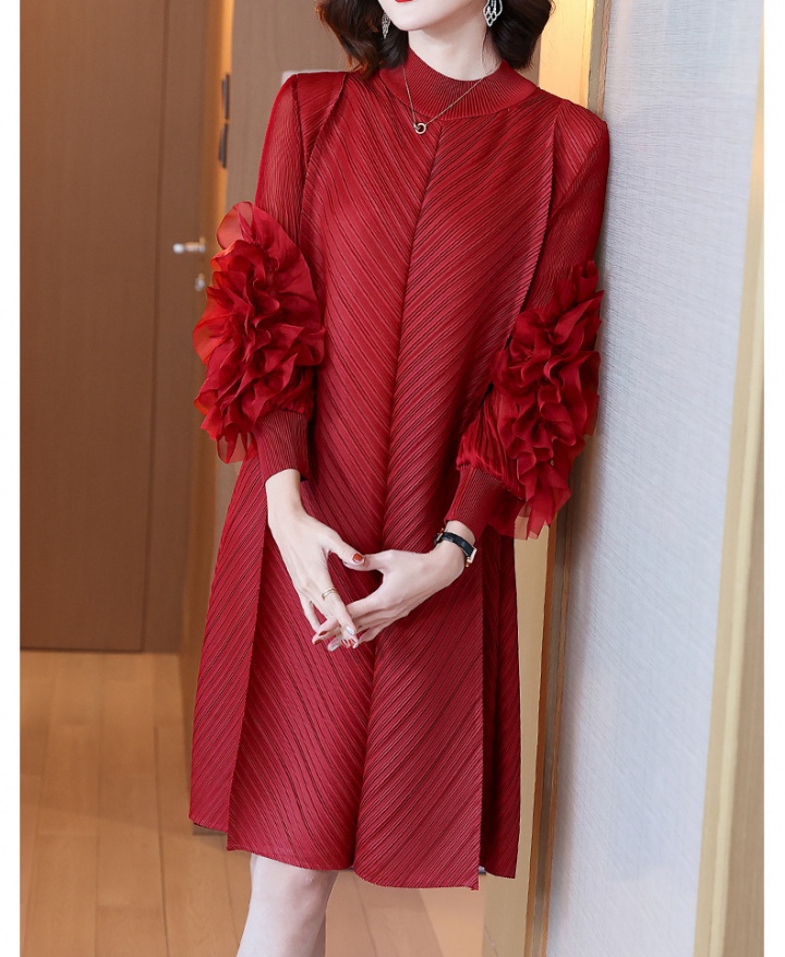 Red Western style dress wedding bottoming formal dress