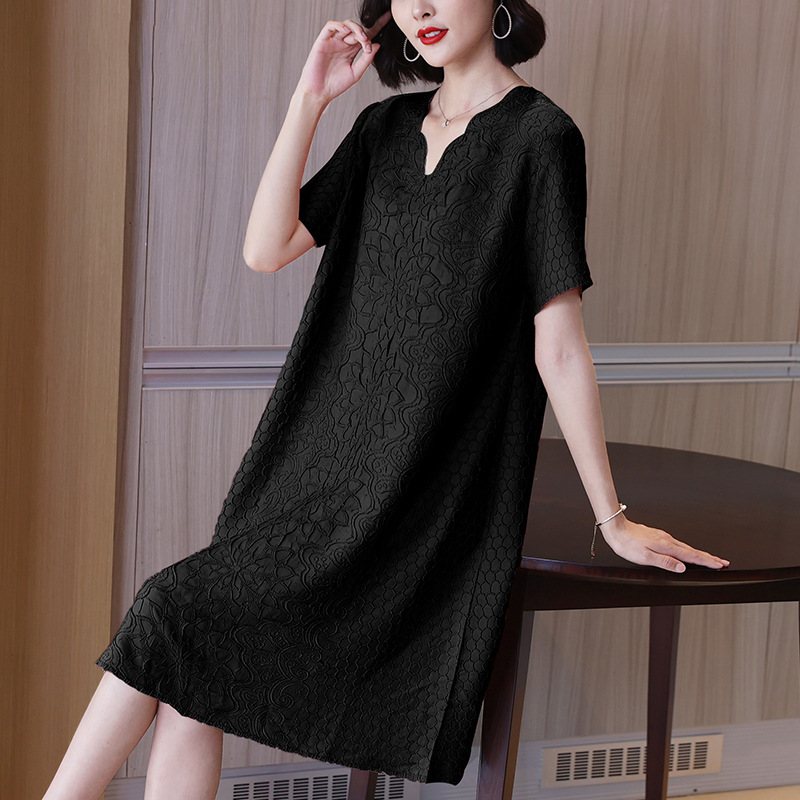 Loose fold middle-aged fashion summer fat dress for women
