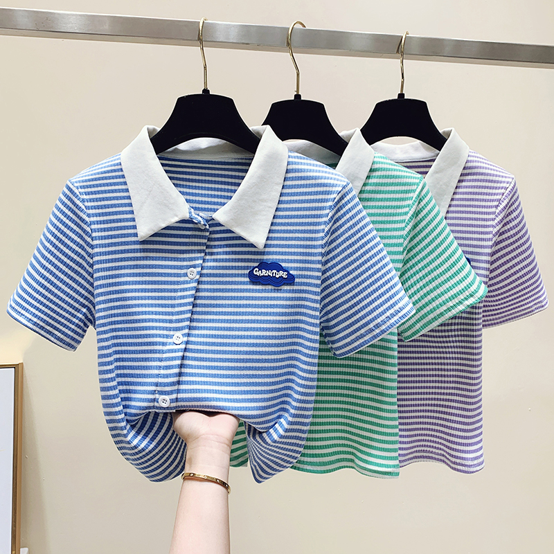Stripe Japanese style T-shirt breasted shirts