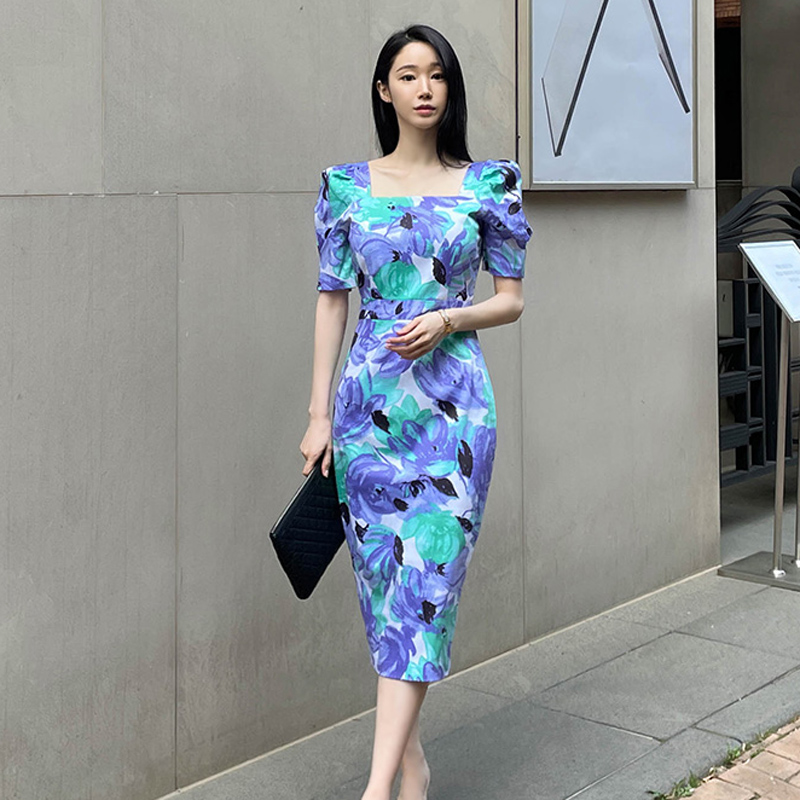 Summer printing fashion slim dress for women