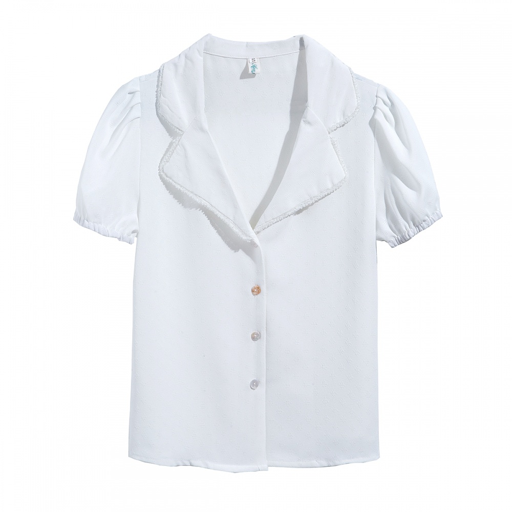 Retro France style unique shirt summer white tops for women