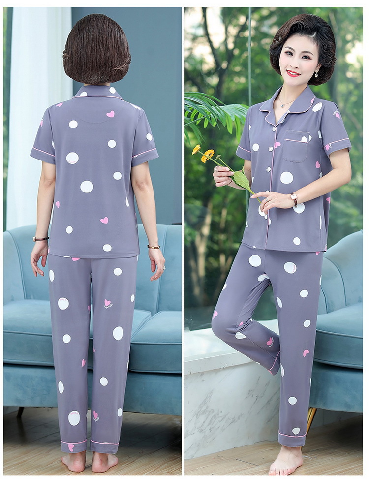 Middle-aged long pants pajamas a set for women