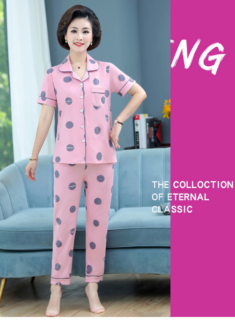 Middle-aged long pants pajamas a set for women