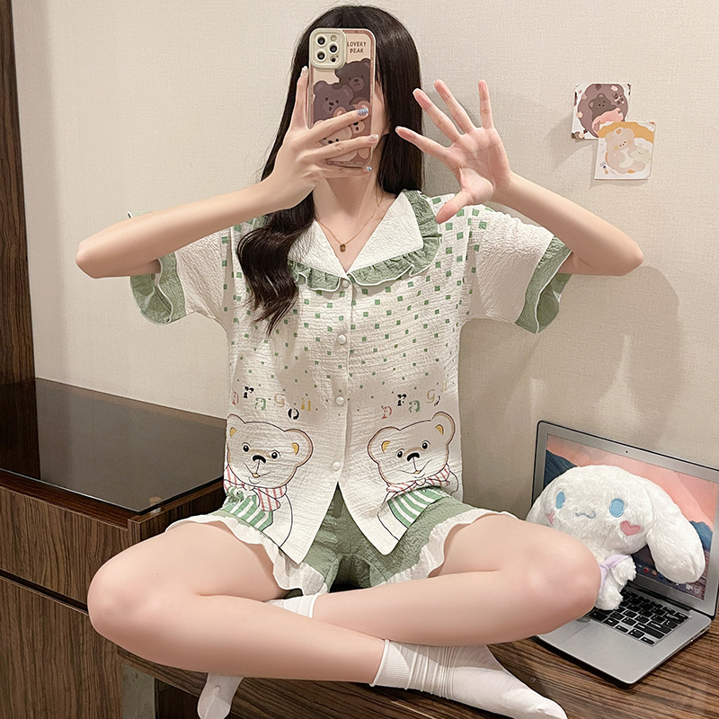 Short sleeve Korean style pajamas 2pcs set for women