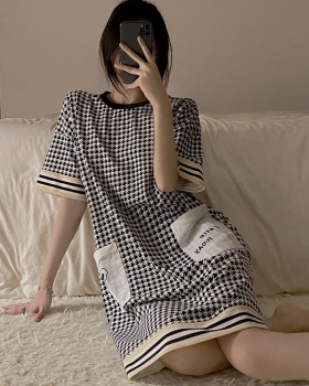 Summer short sleeve night dress cotton pajamas for women