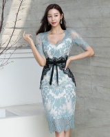 Lace Korean style elegant summer slim mixed colors dress
