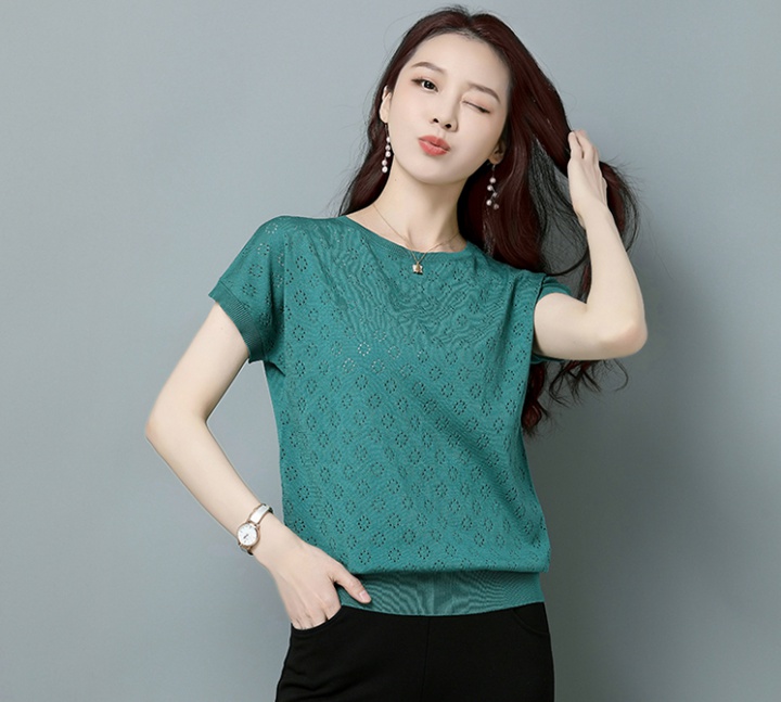 Thin summer sweater hollow short sleeve T-shirt for women