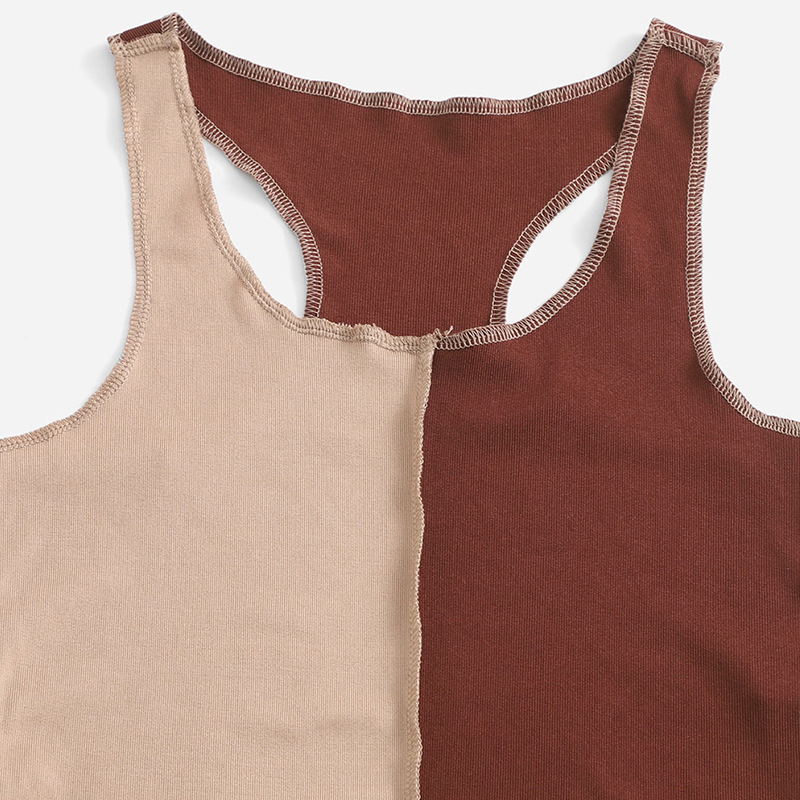 Double color vest fashion tops a set for women