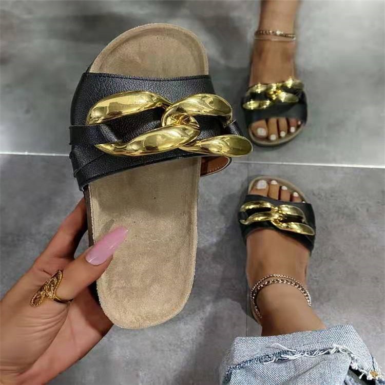 Summer large yard flat Punk style slippers for women