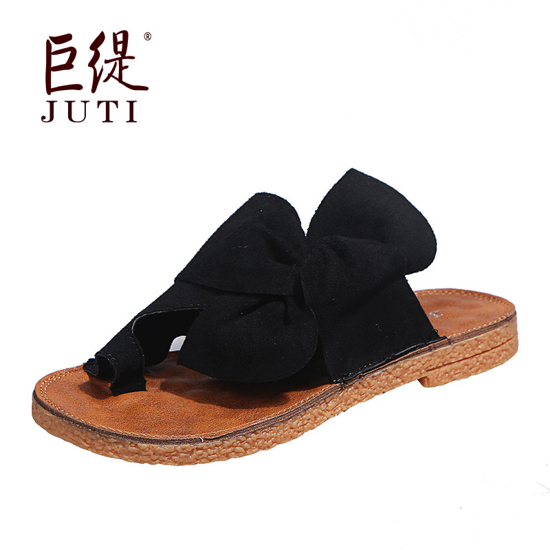 Flat large yard rome bow spring and summer autumn sandals