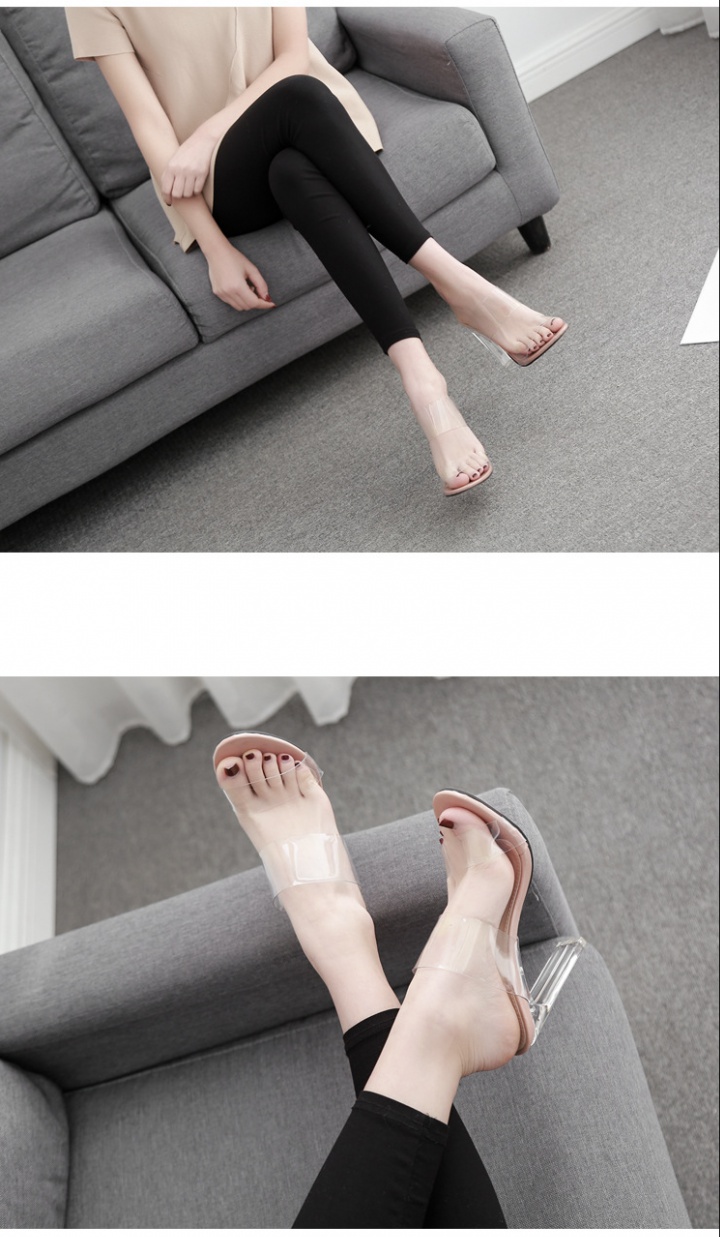 European style high-heeled open toe slippers