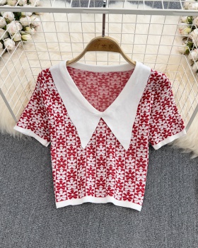 Short retro tops sweet Western style sweater for women