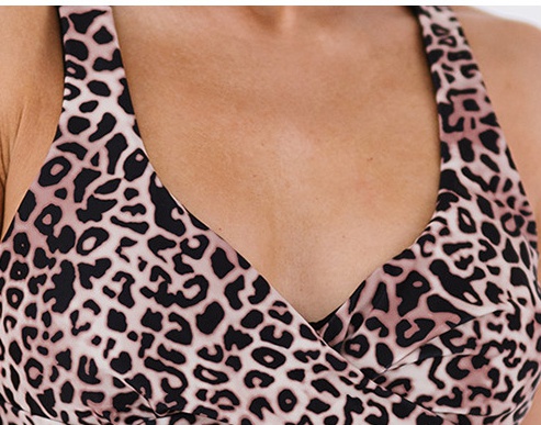 Geometry high waist swimwear V-neck leopard vest