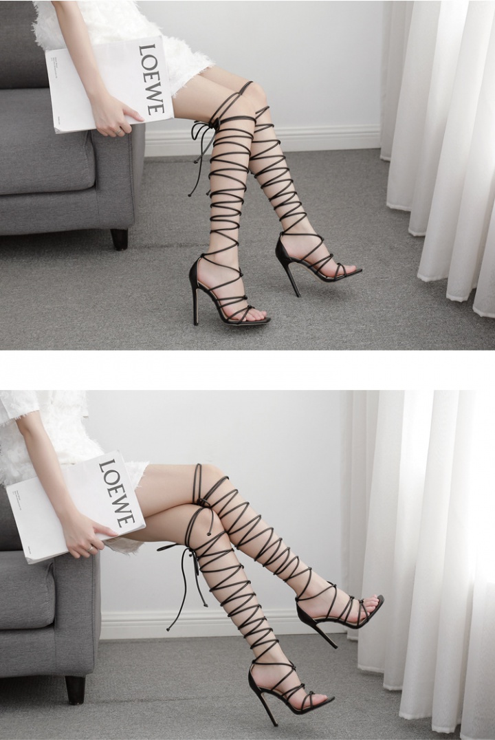 Sexy open toe sandals bandage European style stilettos for women