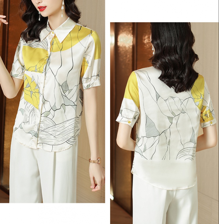 Mixed colors silk short sleeve real silk shirt for women