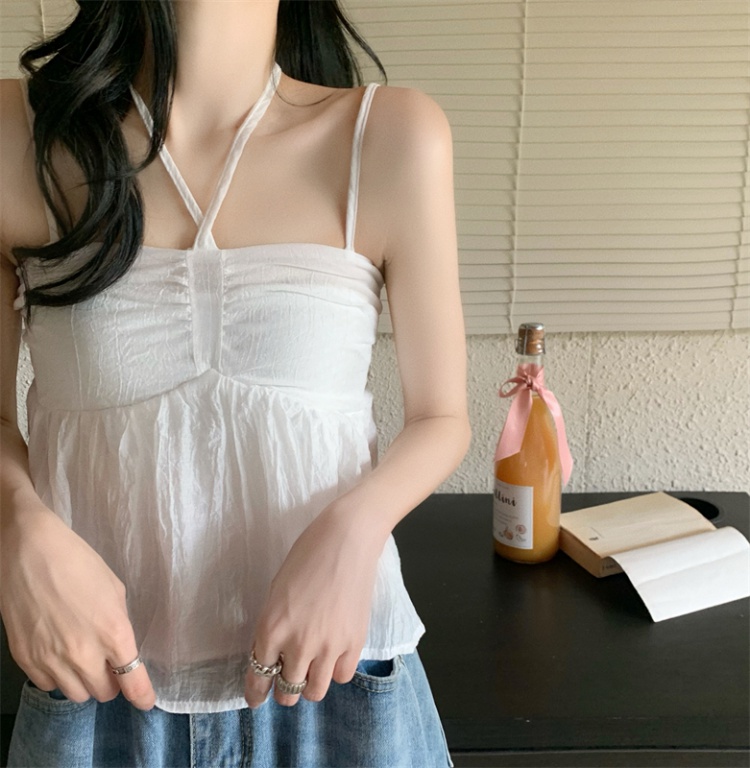 Korean style gauze loose sling tops