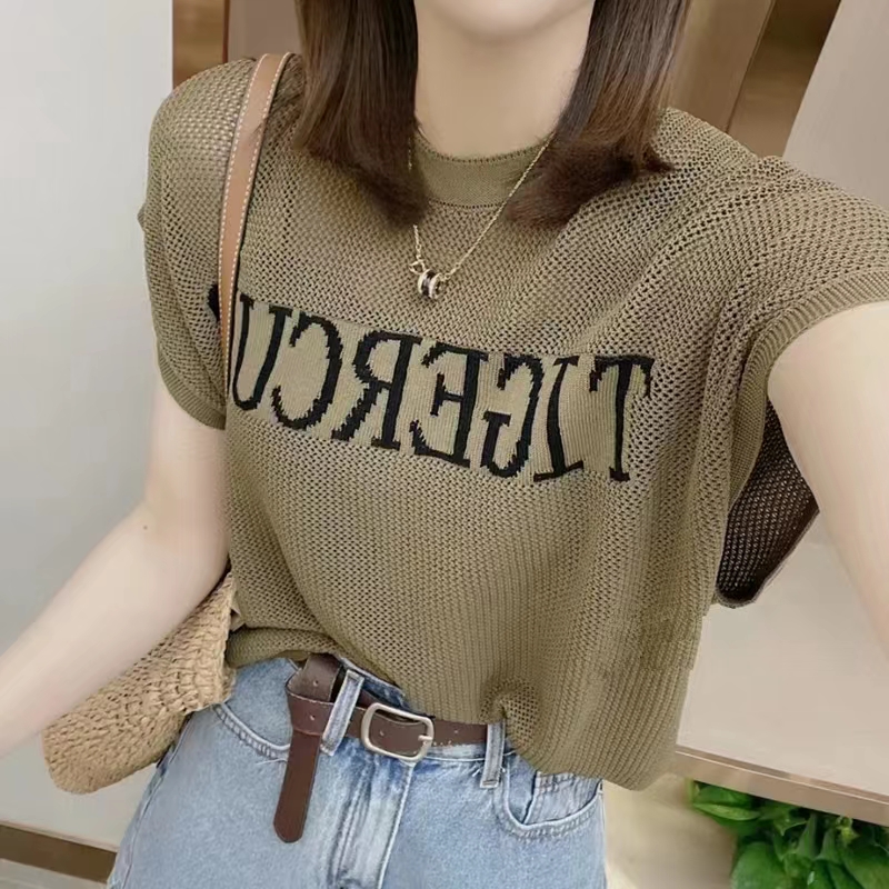 Round neck small shirt Korean style tops for women