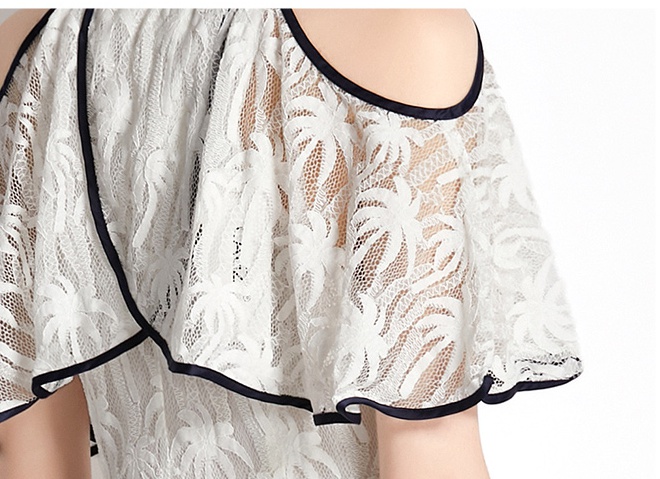 Pinched waist lotus leaf edges fashion dress for women