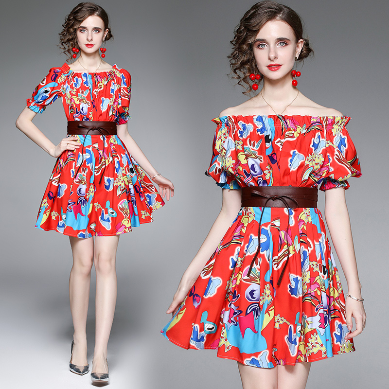 Loose fashion elegant short sleeve summer dress