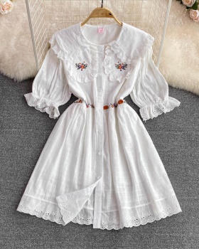 Sweet beautiful pinched waist summer single-breasted dress