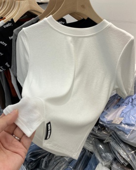 Screw thread T-shirt bottoming shirt for women