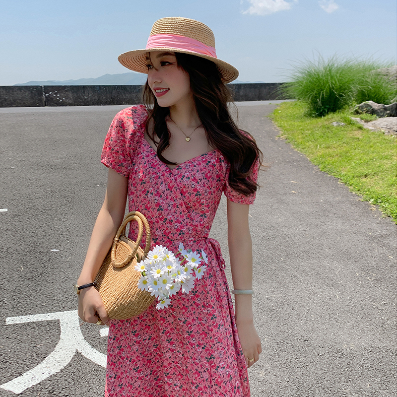 France style a slice Korean style fat floral summer dress