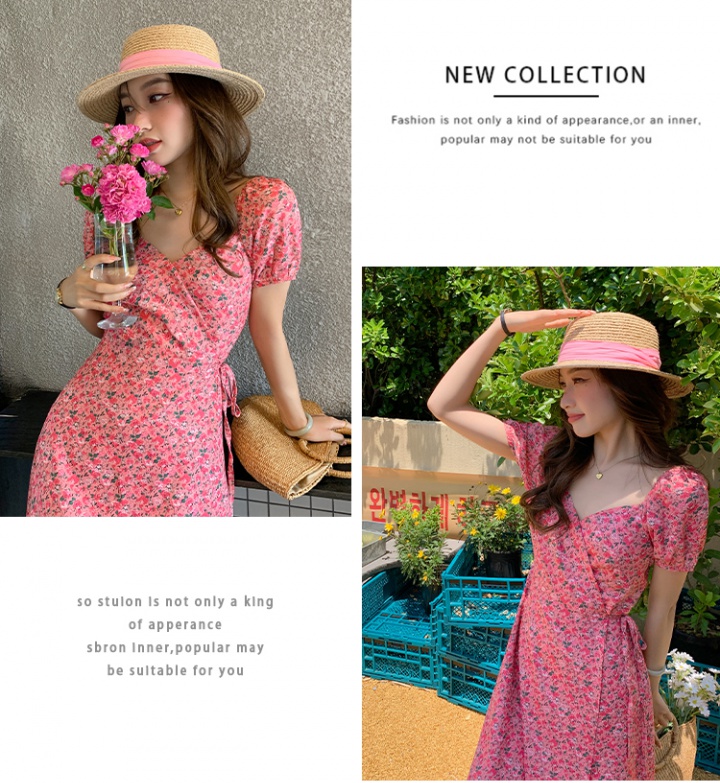 France style a slice Korean style fat floral summer dress