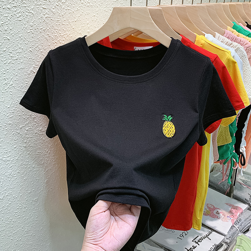 Fashion round neck shirts short sleeve T-shirt for women