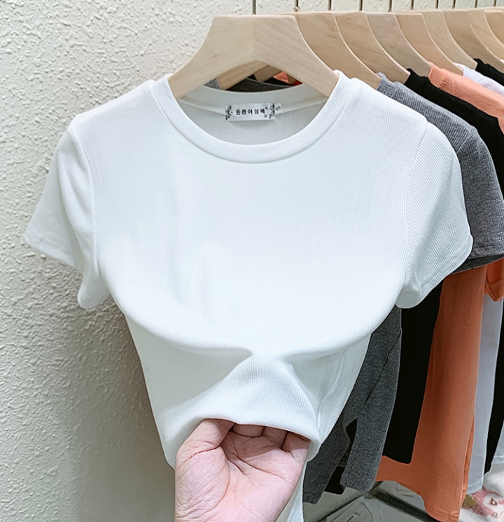All-match pure cotton T-shirt split tops for women