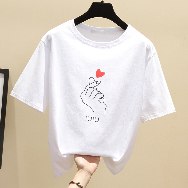 Short sleeve white T-shirt pure cotton round neck tops